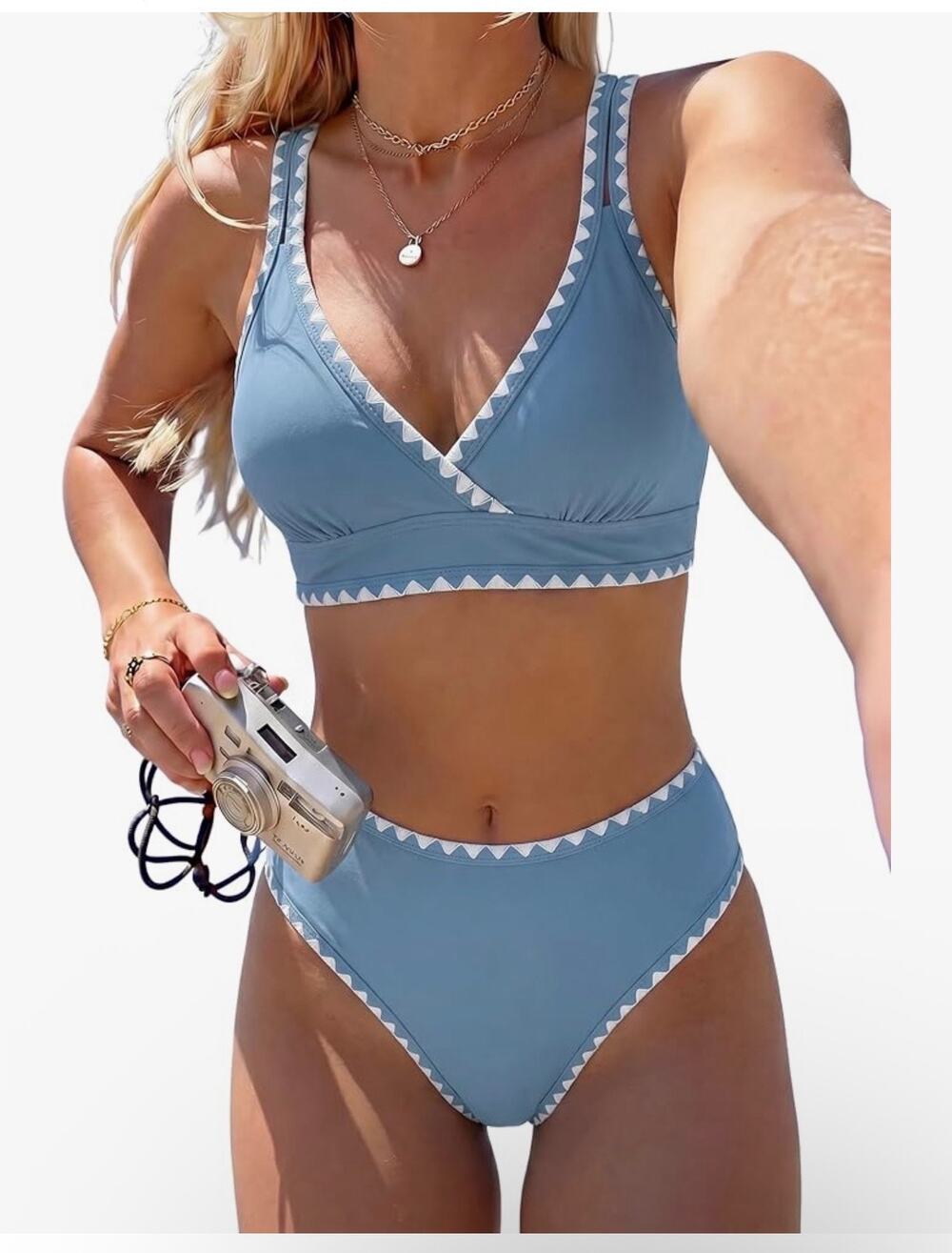 NWT ZAFUL High Waisted Bikini Sets 2 Piece Swimsuits Tie Back Bathing Suit sz S